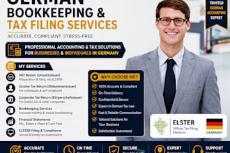 do german bookkeeping, income tax, vat, corporate tax return filings via elster