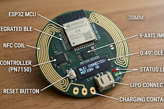 design wearable pcb with esp32, ble, nfc and motion sensor