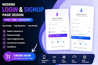 create a responsive login and signup page using HTML CSS js
