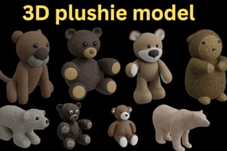 create 3d printable cute toy character, flexi model, 3d plush mascot toy file
