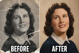 restore old photos, repair damage and colorize black and white pictures