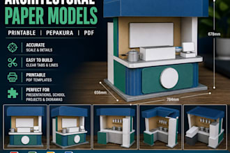 build architectural 3d papercraft models, building templates and pepakura files