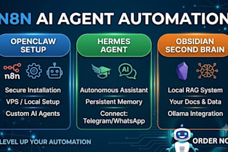 setup openclaw hermes agent n8n automation and obsidian second brain
