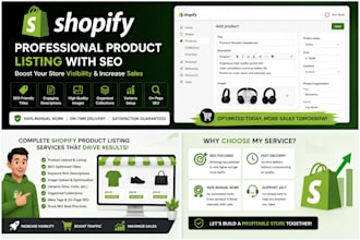 shopify product listing, product upload and SEO optimization