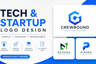 design a modern tech startup logo for your brand