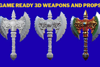 create a 3d weapon model, low poly, game ready props for games or 3d printing