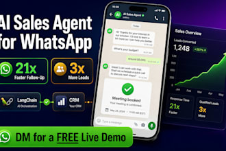 build langchain whatsapp ai chatbot, ai agent for support and sales, website ai