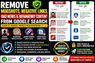 remove mugshots, deindex negative google results, bad news and harmful links