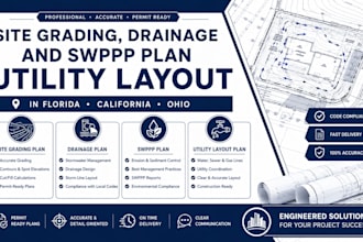 site grading, drainage and swpp plan utility layout in florida california ohio