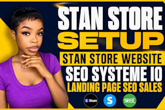setup stan store setup etsy stan store website seo systeme io landing page sales