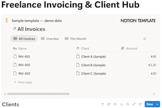 set up a notion invoicing and client management hub for freelancers