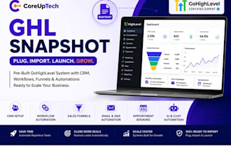 setup gohighlevel ghl snapshot with workflows and funnels