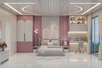 create a 3d bedroom design in twenty four hours