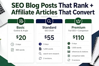 write SEO blog posts and affiliate articles