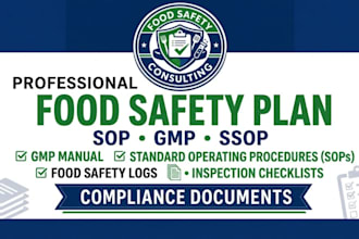 create gmp manual, sop, food safety logs and inspection checklists
