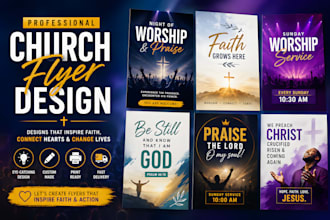 do amazing flyer design, church flyer and postcard designs