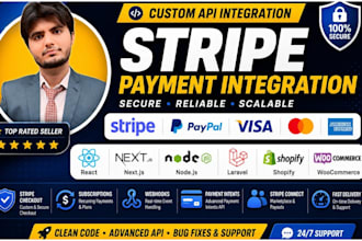 do secure API integration and stripe  payment integration