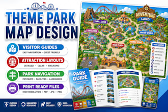 create theme park maps, visitor guides and attraction layouts
