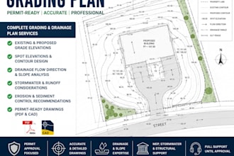 design site grading plans, drainage plans stormwater, site plan, erosion control