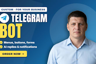 develop a custom telegram bot with ai, menus and notifications