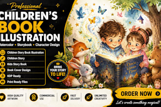 children story book illustration, children story,  kids story book, book cover