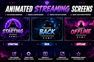create animated starting,brb, offline screens for streaming