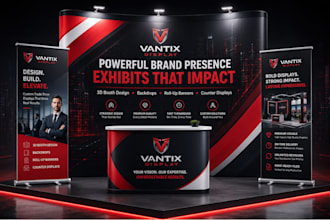 design eye catching trade show booth, backdrop, exhibition booth, stand banner