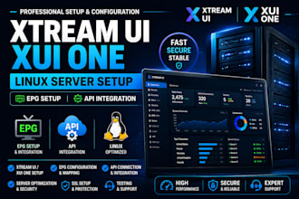 setup a well configure xtream ui, xui one, linux, epg , with api integration