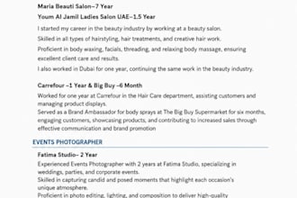 create a modern, clean, and ats,optimized resume