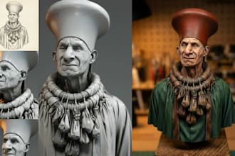 convert 2d to 3d model image to 3d character model stl file for 3d printing