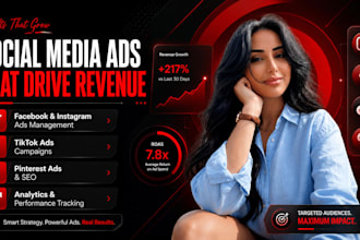 manage facebook instagram tiktok pinterest ads and SEO to drive sales revenue