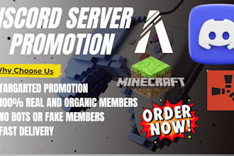promote your gaming discord server, minecraft promotion, dayz, rust, fivem ads