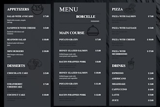 design a modern, professional restaurant menu,food flyer