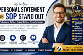edit your personal statement, statement of purpose for any graduate application