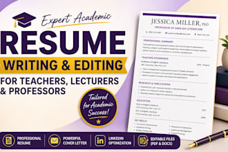edit, rewrite teacher lecturer professor or academic resume