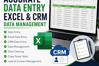 do accurate data entry, data cleaning CRM data entry and data management