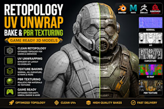 create game ready 3d retopology and pbr textures