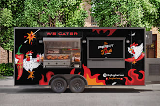 create food truck wrap, food trailer wrap, truck wrap design