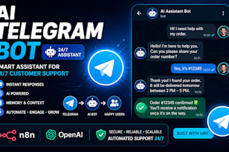 build ai telegram bot and assistant using n8n and openai
