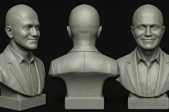 sculpt realistic 3d head, bust, statues,  bust model, 3d face model for 3d print
