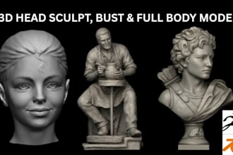 sculpt realistic 3d head, bust, statues,  bust model, 3d face model for 3d print