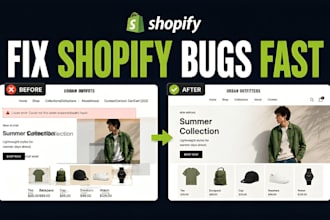 fix shopify store with custom liquid coding, custom sections and theme tweaks
