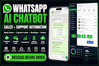 build whatsapp api automation, whatsapp ai agent for support, bookings, payments