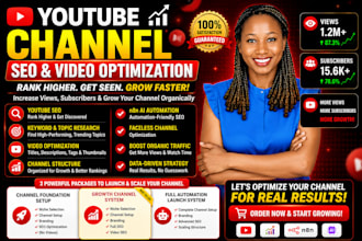 do youtube channel SEO, video optimizaion to increase views and subscribers