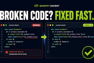 do fix shopify theme bug custom coding custom shopify liquid coding customized