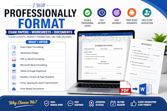 professionally format documents , educational worksheets