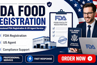 do fda food facility registration and provide US agent service