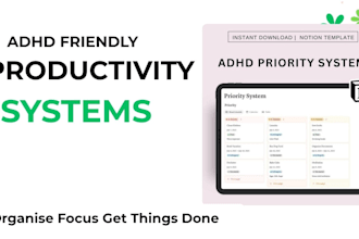 create adhd friendly productivity systems and notion workspace