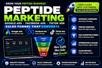 manage peptide google ads facebook ads tiktok ads peptide marketing sales funnel