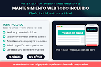 diseñar tu web y darte mantenimiento web mensual sin coste inicial